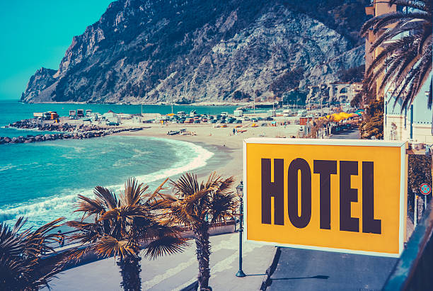 hotel sign on a beachfront used in a blog about airbnb alternatives for property managers