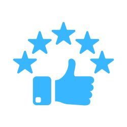 thumbs up with 5 stars icon to depict guest satisfaction